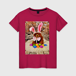 Футболка хлопковая женская Кролик счастья, цвет: маджента