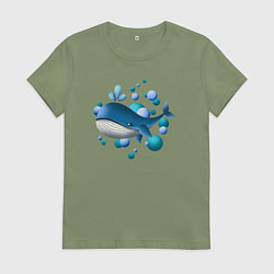 Женская футболка Кит и пузырьки