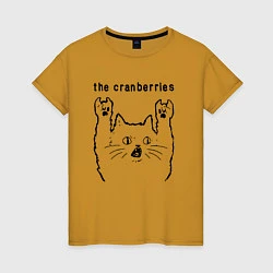 Футболка хлопковая женская The Cranberries - rock cat, цвет: горчичный