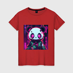 Женская футболка Аниме панда в лучах неона