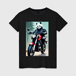 Женская футболка Panda - cool biker