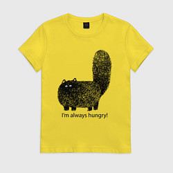 Женская футболка Кот, который всегда голодный - мем
