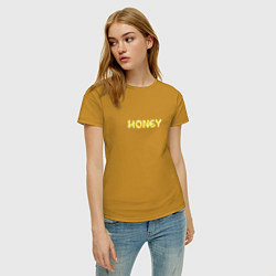 Футболка хлопковая женская Honey, цвет: горчичный — фото 2