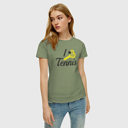Футболка хлопковая женская Love tennis, цвет: авокадо — фото 2