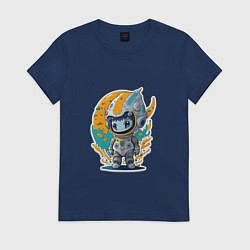 Футболка хлопковая женская Маленький инопланетянин, цвет: тёмно-синий