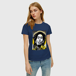 Футболка хлопковая женская Bob Marley Digital Art, цвет: тёмно-синий — фото 2