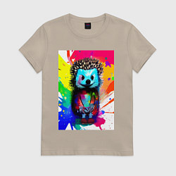 Женская футболка Акварельный эскиз ёжика - живопись