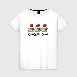 Женская футболка Chicken gun - три курочки