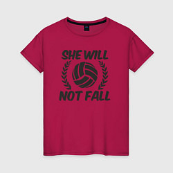 Футболка хлопковая женская She will not fall, цвет: маджента