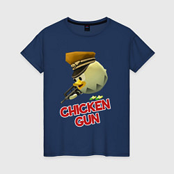 Футболка хлопковая женская Chicken Gun logo, цвет: тёмно-синий