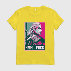 Футболка хлопковая женская Ведьмак поп арт 2023, цвет: желтый