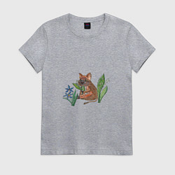 Женская футболка Кабанчик с весенними цветами