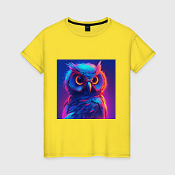 Женская футболка Яркая неоновая сова