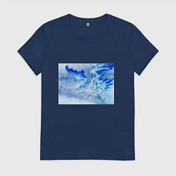 Футболка хлопковая женская Парящий дракон, цвет: тёмно-синий