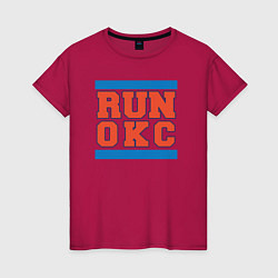 Футболка хлопковая женская Run Oklahoma City Thunder, цвет: маджента