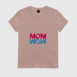 Футболка хлопковая женская Mom wow, цвет: пыльно-розовый