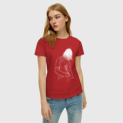 Футболка хлопковая женская Kurt Cobain grunge, цвет: красный — фото 2