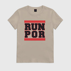 Футболка хлопковая женская Run Portland Trail Blazers, цвет: миндальный