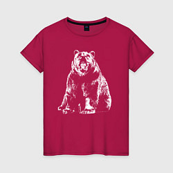 Футболка хлопковая женская Силуэт медведя, цвет: маджента