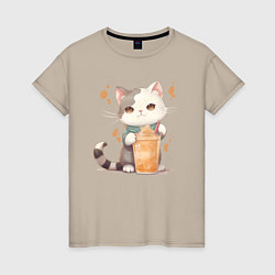 Женская футболка Кот с латте