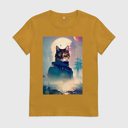 Женская футболка Кот мореход - нейросеть