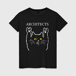 Футболка хлопковая женская Architects rock cat, цвет: черный