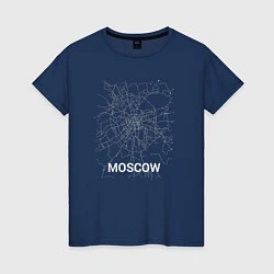 Футболка хлопковая женская Moscow map, цвет: тёмно-синий