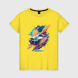 Футболка хлопковая женская BMW-1, цвет: желтый
