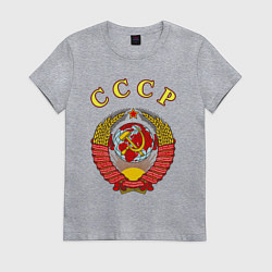 Футболка хлопковая женская CCCР Пролетарии, цвет: меланж