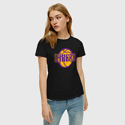 Футболка хлопковая женская Lakers ball, цвет: черный — фото 2