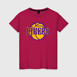 Футболка хлопковая женская Lakers ball, цвет: маджента