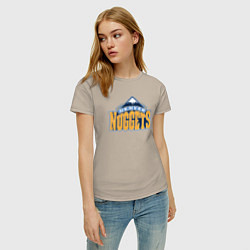 Футболка хлопковая женская Denver Nuggets, цвет: миндальный — фото 2