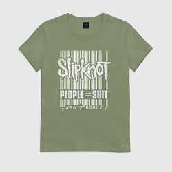 Футболка хлопковая женская Slipknot bar code, цвет: авокадо