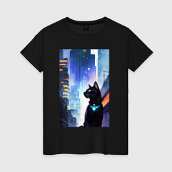 Женская футболка Black cat - a resident of the metropolis - New Yor
