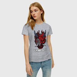 Футболка хлопковая женская Samurai logo, цвет: меланж — фото 2
