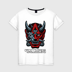 Футболка хлопковая женская Samurai mask, цвет: белый