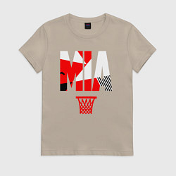 Футболка хлопковая женская Miami buckets, цвет: миндальный
