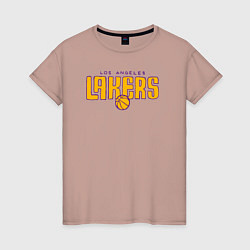 Футболка хлопковая женская NBA Lakers, цвет: пыльно-розовый