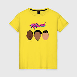 Футболка хлопковая женская Miami players, цвет: желтый