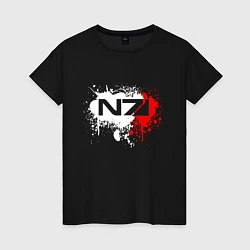Футболка хлопковая женская Mass Effect N7 - shooter - logo, цвет: черный