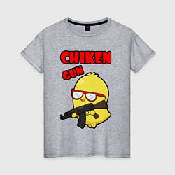 Футболка хлопковая женская Chicken machine gun, цвет: меланж