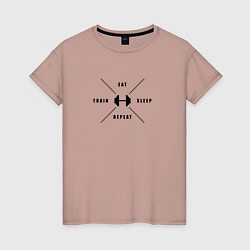 Женская футболка Тренируйся, ешь, спи и повтори