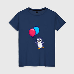 Женская футболка Милый пингвин с воздушными шариками