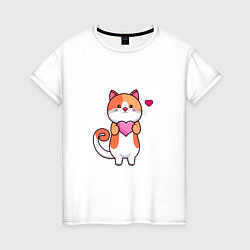 Женская футболка Милый кот с сердцем