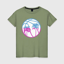 Футболка хлопковая женская Miami beach, цвет: авокадо