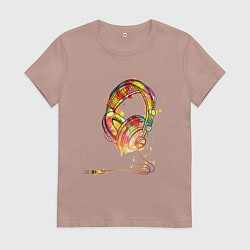 Женская футболка Наушники проводные