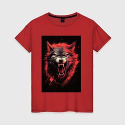 Женская футболка Red wolf