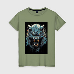 Женская футболка Синий волк