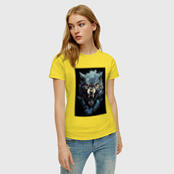 Футболка хлопковая женская Серый волк и синии брызги, цвет: желтый — фото 2