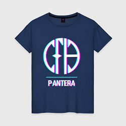 Футболка хлопковая женская Pantera glitch rock, цвет: тёмно-синий